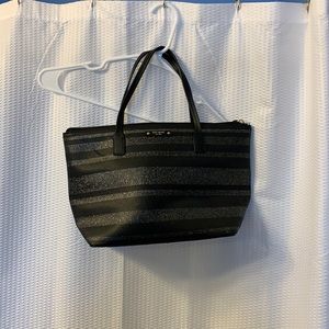 Kate Spade black and silver striped purse